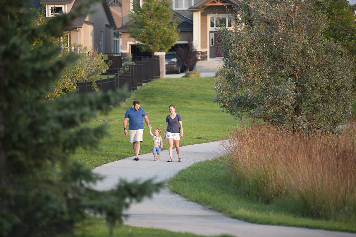 Family walking on Bridgwater trails